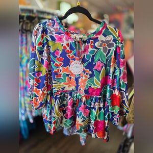 Umgee Floral Multicolor Blouse